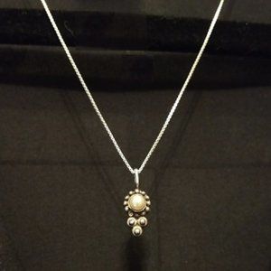 925 Silver and Pearl Charm Necklace Italy